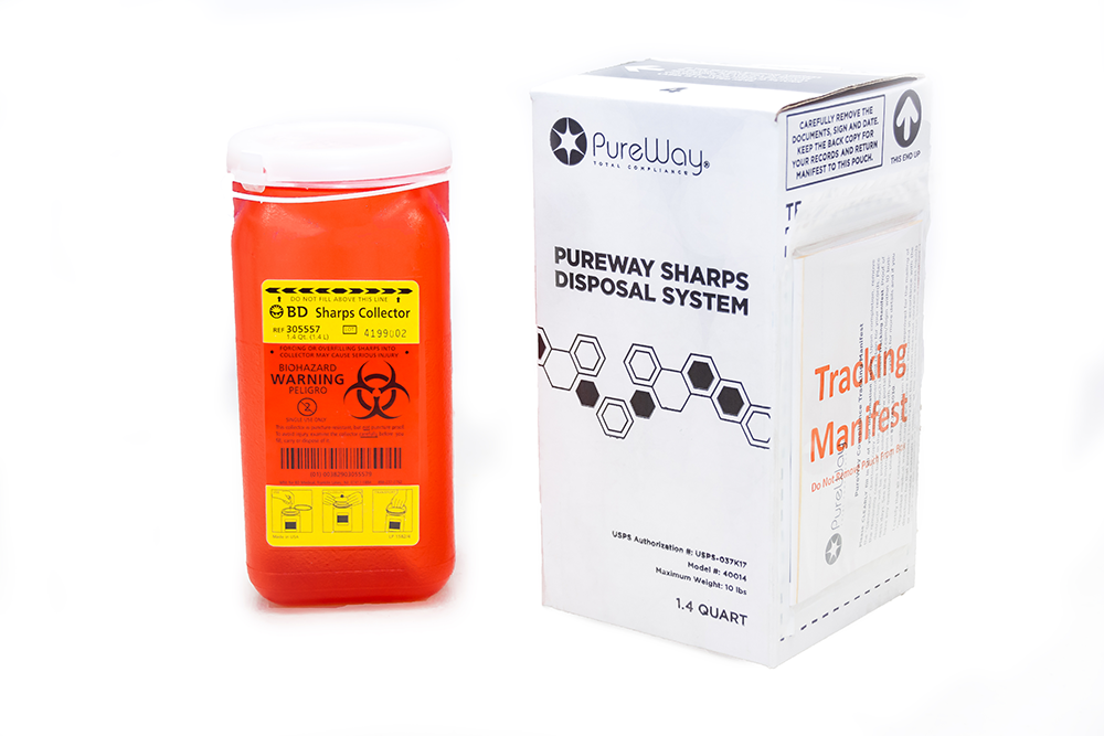 1.4 Quart Single Sharps Container Mail-Back Disposal System